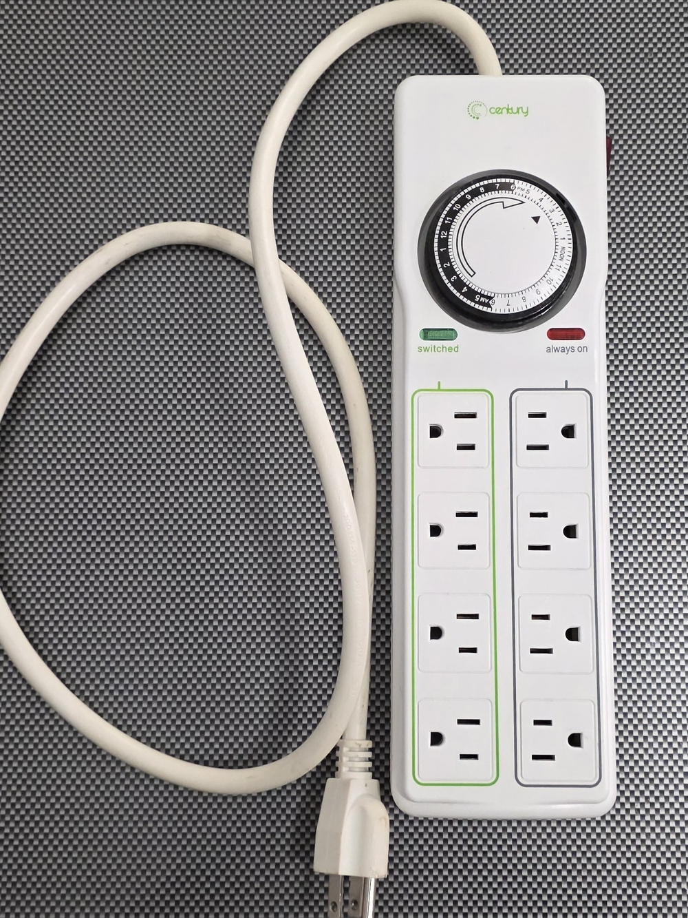 White 8-Outlet Mechanical Timer Power Strip